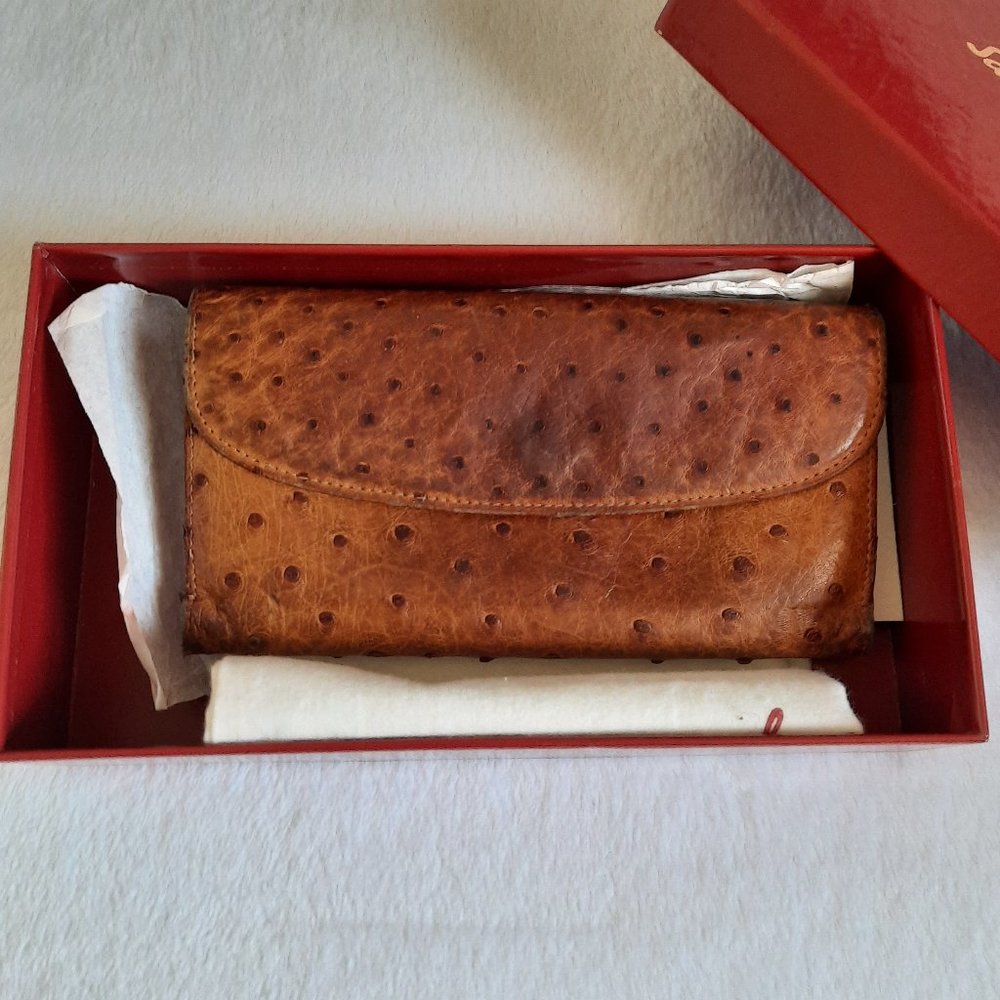 Gucci Tan Ostrich Leather Key & Card Holder